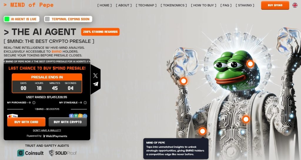 MIND of Pepe (MIND) presale website.