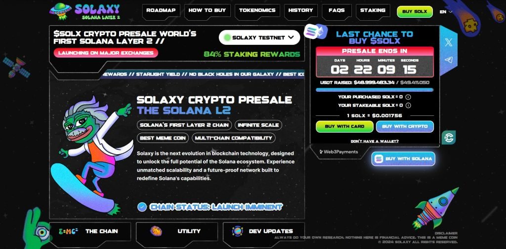 Solaxy (SOLX) presale website.