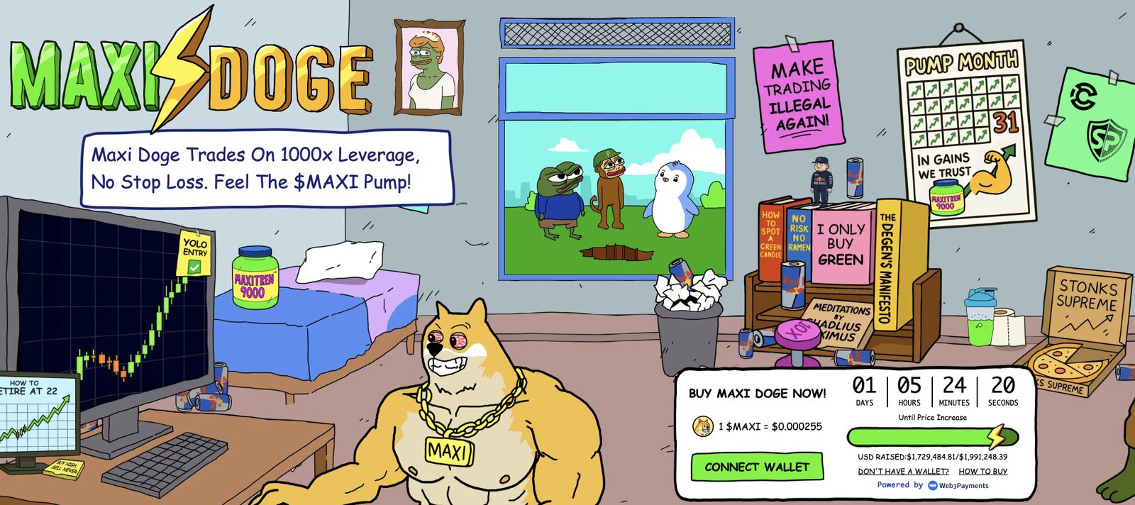 Maxi Doge website - best cryptos to buy right now.